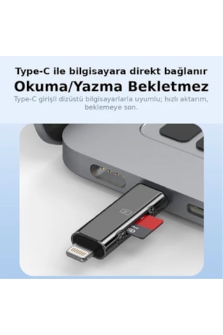 Microcase Çift Girişli Lightning Ve Type-c Kart Okuyucu-al5808