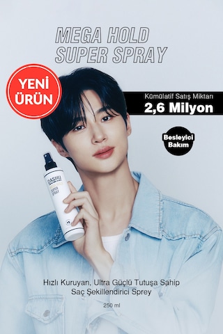 Hızlı Kuruyan, Ultra Güçlü Saç Şekillendirici Sprey Dashu For Men Mega Hold Super Spray 250 Ml