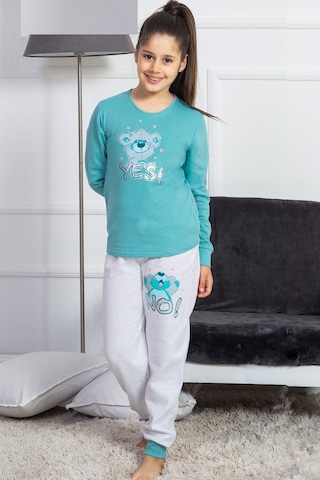 Vienetta Kız Çocuk O Yaka Manşetli Pijama Takım 4027M,3-7 Yaş