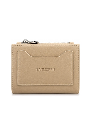 Sanmorris Unisex Fermuarlı Kartlık Çok Gözlü Kompakt Cüzdan S-2006 Kum Mat