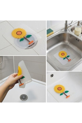 Buffer Ayçiçeği Tasarımlı Gider Koku Önleyici Silikon Lavabo Gider Matı