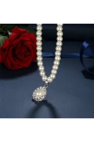 Trend Pırlanta İşlemeli İnci Takı Seti Sevgililer Günü