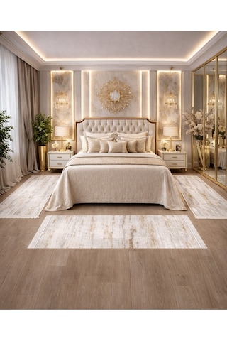 3 Parça Premium Lüks Yatak Odası Yolluk Seti 2 Adet 80x150 Cm 1 Adet 80x300 Cm Kahverengi 3 Parça Premium Lüks Yatak Odası Yolluk Seti 2 Adet 80x150 Cm 1 Adet 80x300 Cm Kahverengi
