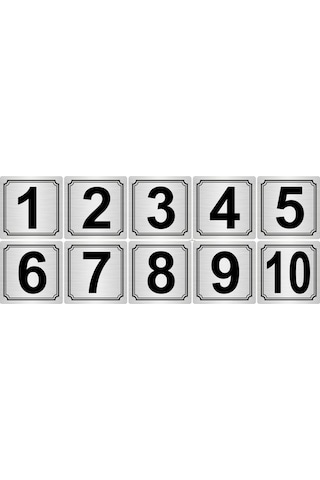Metal Kapı,masa,dolap Numarası 10cmX10cm 10 Adet (1..10) Gümüş Renk Metal Metal Kapı,masa,dolap Numarası 10cmX10cm 10 Adet (1..10) Gümüş Renk Metal