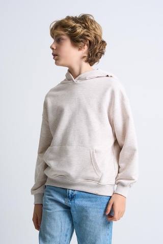 Alexandergardi Alexandergardı Kanguru Cepli Kapüşonlu Çocuk Sweatshirt Bej