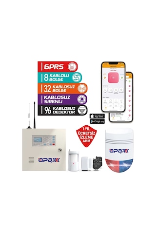 Opax-2646 Bgr-09 Kablosuz Sirenli Akülü Gprs/gsm Ev Ve İşyeri Alarm Seti