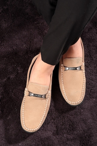 Halb Hakiki Deri Erkek Günlük Ayakkabı, Loafer Ayakkabı, Hafif Ayakkabı, Tokalı Loafer, Süet Loafer