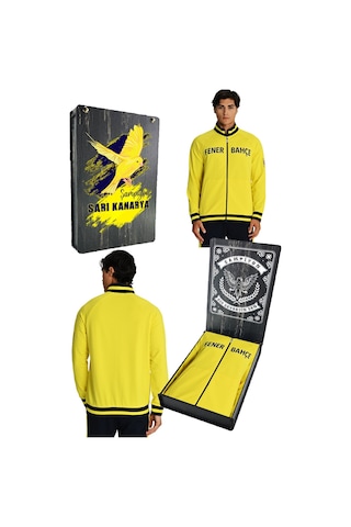 Fenerium Fenerbahçe Sarı Tribün Uv Baskılı Arma Detay Erkek Sweatshirt Lacivert Açık