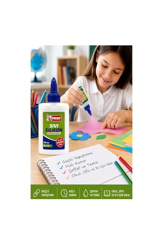 Sıvı Silikon Yapıştırıcı 50 Ml 3 Adet Mikro Silikon Yapıştırıcı Sıvı 50 Gr Plastik Cam Mermer Kağıt Karton Tahta Köpük