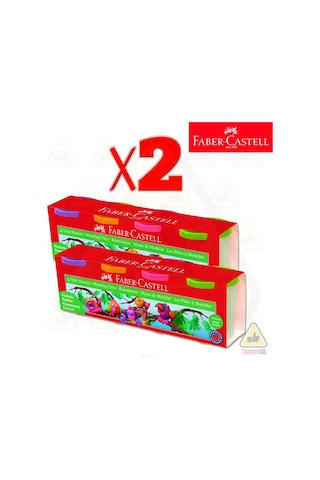 2 Adet - Faber Castell 4 Renk Oyun Hamuru Su Bazlı 2x440gr