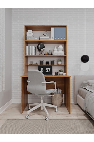 Asra Trend %100 Mdflam Raflı Çalışma Masası Bilgisayar Ofis Ders Masası Çm-03 Petra