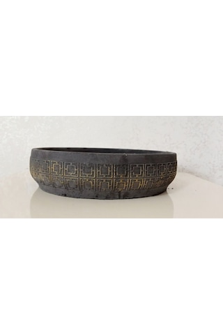 Beton Aranjman Ve Bonsai Saksısı Ağız Çap 25-30 Cm Çap Antrasit Gold