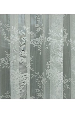 Çiçek Desenli Fransız Dantel Tül Perde, 200x260, Sık Pile, 1/3 Çok Renkli