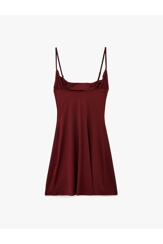 Koton Slim Fit Degaje Yaka İnce Askılı Mini Elbise Bordo 6sak80058ek Bordo