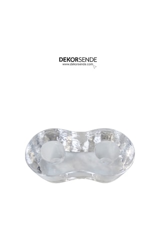Mumluk İkili Şeffaf Kristal Tasarım 15x6 Cm Şeffaf
