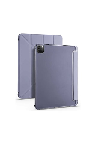 Apple Uyumlu iPad Pro 12.9 Inç 5. Ve 6. Nesil 2021 / 2022 M2 Çip Kalem Bölmeli Standlı Silikon Kılıf Kılıf