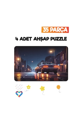 Ahşap 35 Parça 4 Adet Çocuk Puzzle-2