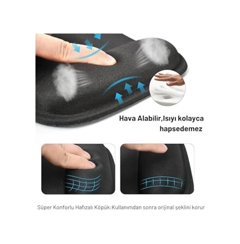 Ergocomfort Bilek Destekli Ergonomik Kaymaz Taban Mouse Pad, Bilek Koruyucu Tasarım