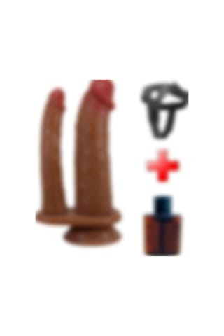 Odins Shop Belden Bağlamalı Çift Taraflı Ten Hassasiyetinde Vantuzlu Realistik Çatal Dildo - Goran