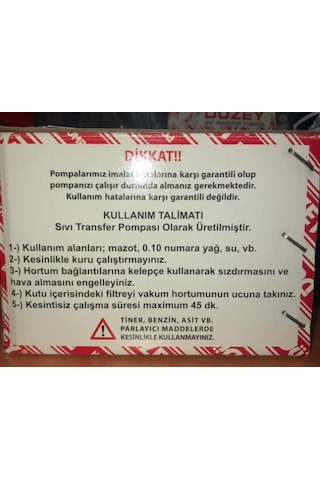 Düzey Mazot Aktarma Transfer Pompasi 12 Volt Ücretsiz