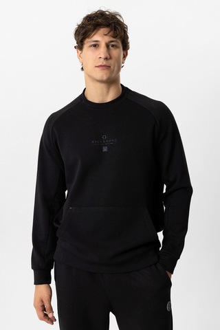 Backandbond Siyah Regular Fit Pamuklu Bisiklet Yaka Kanguru Sweatshirt