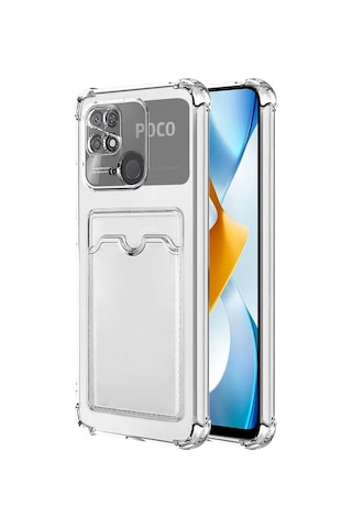 Xiaomi Redmi 10c Kamera Korumalı Kartlıklı Darbe Emici Özellikli Şeffaf Silikon Kapak