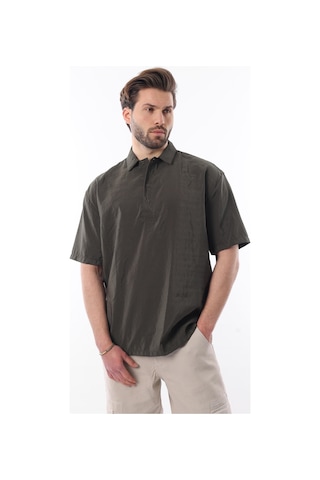 Madmext Haki Oversize Rahat Kesim Kısa Kollu Gömlek 6744