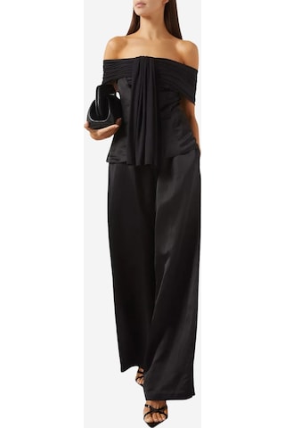 Abadia Lou Off - Shoulder Bağlamalı Viskon Karışımı Top Siyah