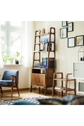 Woodesk Layer, Ahşap Kitaplık Ve Raf Ünitesi, 190x75, Tik Renk
