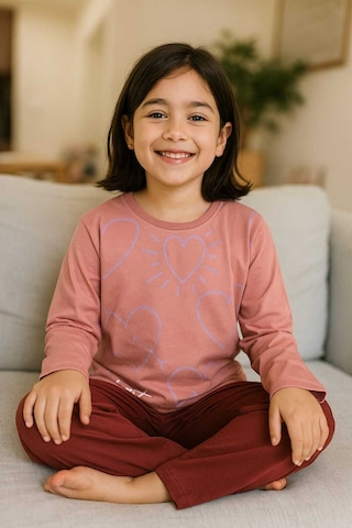 Çocuk Pijama Takımı %100 Pamuk Mor