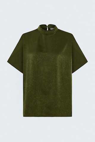Sateen Yarasa Kol Bluz - Yeşil-137994
