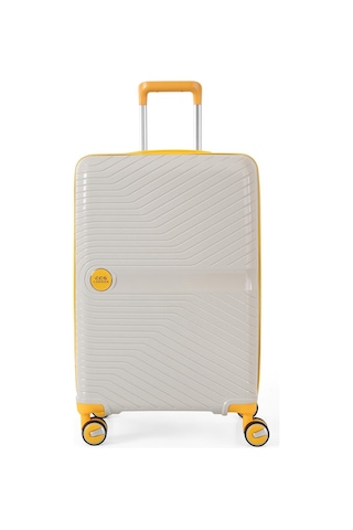 Ççs 5239 Polipropilen Büyük Boy Valiz Beyaz-sarı Beyaz - Sarı