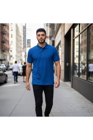 Bite Nose Renk Seçenekli Erkek Polo Yaka Tişört Günlük & Şık Pamuklu Slim Fit Açık Mavi