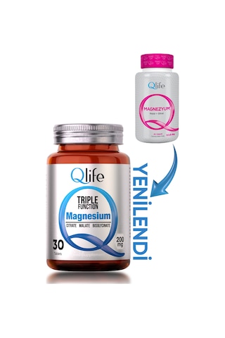 Qlife Magnezyum Triple Sitrat ve Malat ve Bisglisinat 30 Tablet﻿﻿