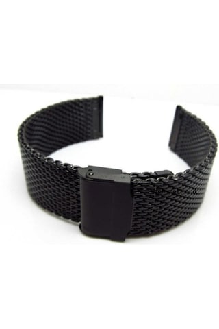 24Mm Saat Kordonu Çelik Hasır Siyah 1.Kalite Örgü Kordon Black 2