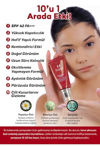 Missha Yoğun Kapatıcılık Sunan Nemlendirici BB Krem50ml M Perfect Cover BB Cream SPF42/PA+++ No: 25