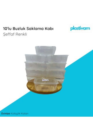 10'lu Kendinden Kapaklı Buzluk Saklama Kabı 1 Lt