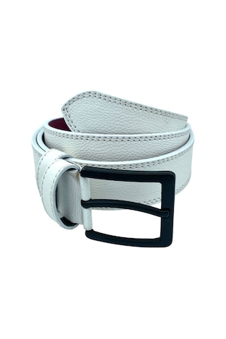 Süzer Deri Beyaz Suni Deri Çift Dikişli Damar Desenli Model 4 Cm.lik Spor Kemer // Xd-9016-11-st