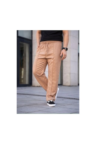 Butik İstanbul Erkek Keten Cepli Çıma Dikişli Jogger Buggy Pantalon Rahat Kalıp - Kahverengi