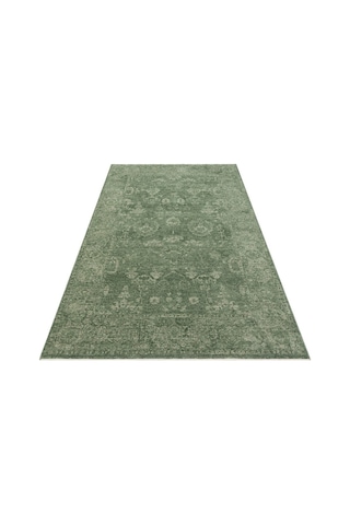 Shiraz Shr 02 Green Vintage Eskitme Tarzı Yumuşak Dokulu Salon Halısı Oturma Odası Halısı Yeşil