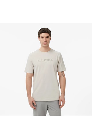 Nautica Regular Fit Baskılı Erkek T-shirt V65343t Bej