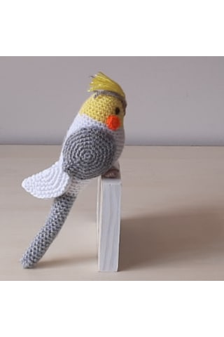 Amigurumi Oyuncak Kuş Gri Beyaz Sultan Papağan