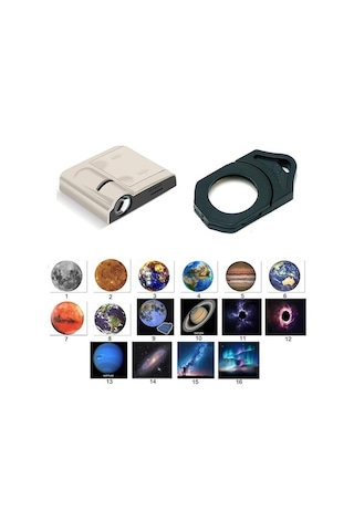 Novahub Galaxy Pilli Projeksiyon Gece Lambası 16 Gezegen Kartlı 16 Planet Kartlı Bej