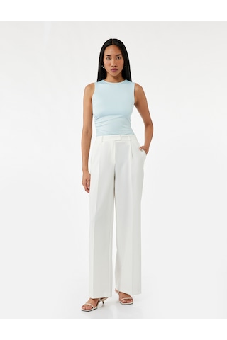 Koton Slim Fit Bisiklet Yaka Drapeli Kolsuz Tişört Mavi 5sak10751ek Mavi