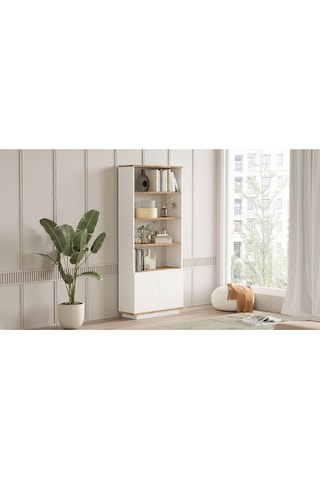 Aven Kitaplık 168cm Raf 2 Kapaklı Raflı Çam-beyaz Ave16-aw Beyaz