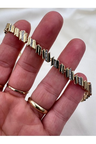 İthal Vip Zirkon Taşlı Ritim Bileklik Altın - Gümüş