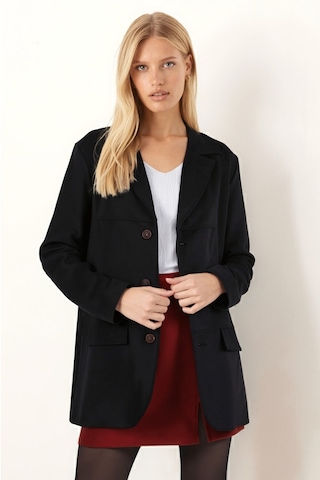 Armonika Kadın Siyah Yakalı Cep Kapaklı Düğmeli Vatkalı Premium Süet Oversize Ceket Arm-25k001057