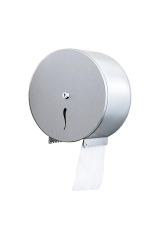 Aqua Bagno Basic Jumbo Tuvalet Kağıtlığı Paslanmaz Çelik Mat Krom Kilitli Dispenser