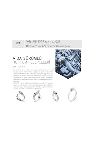 3 Adet W4 Hortum Kelepçesi 16-27 mm Ayarlı 304 Kalite Paslanmaz
