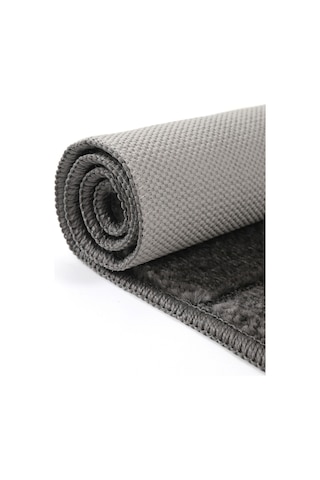 Doğal Kaymaz Taban Banyo Paspas Set Yumuşak Dokulu Su Emici Yıkanabilir Yeni Çizgili Set 50x80-50x40 Antrasit